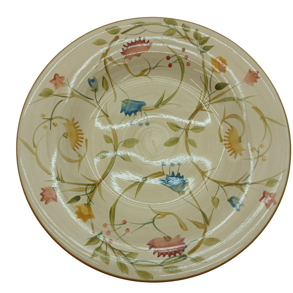 Home American Simplicity Stoneware Dinner Plates 11" Hand-Painted Floral Vine